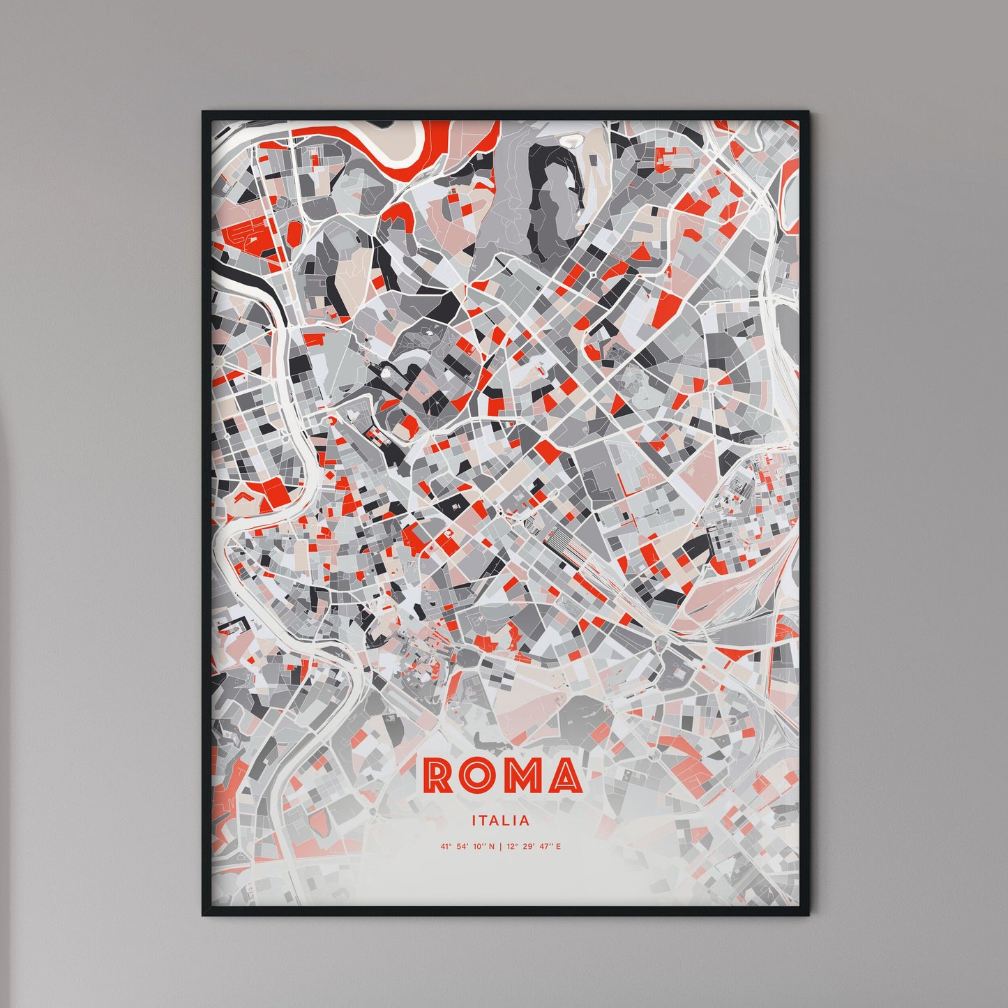Colorful Rome Italy Fine Art Map Modern Expressive