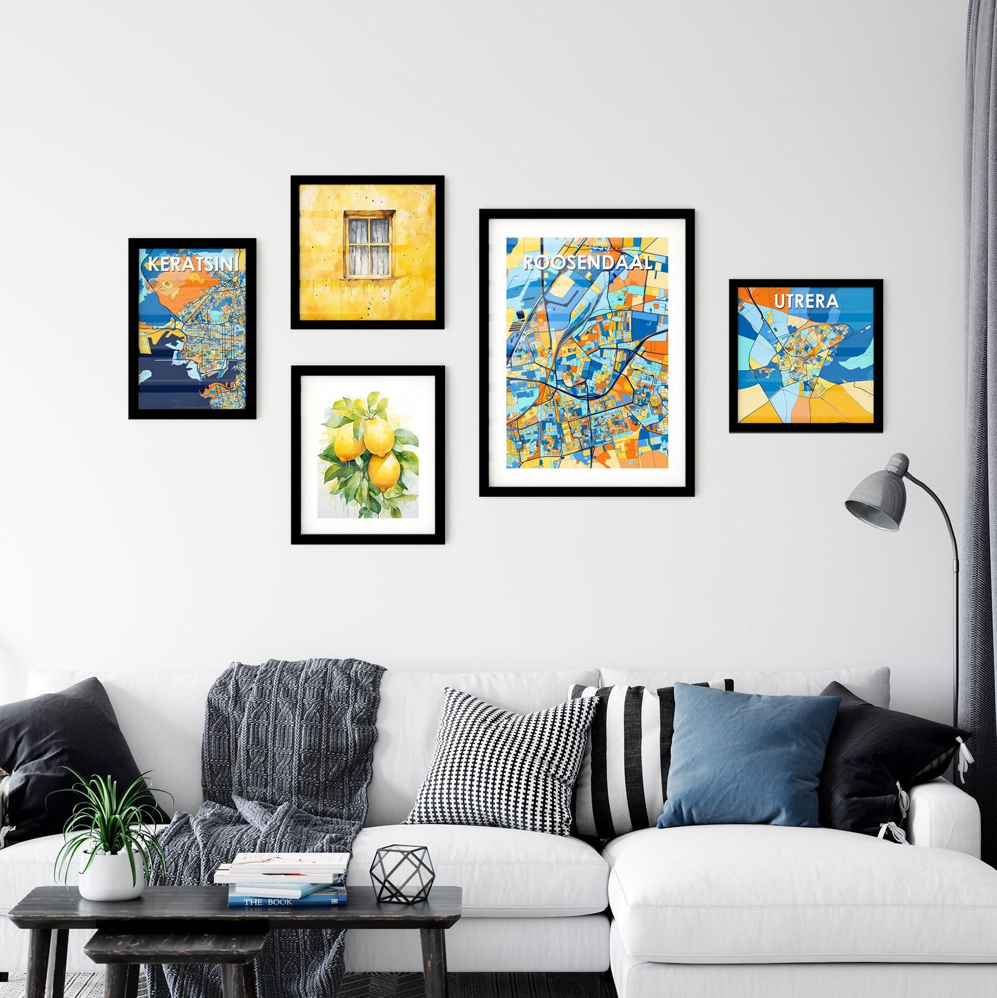 ROOSENDAAL NETHERLANDS Vibrant Colorful Art Map Poster Blue Orange