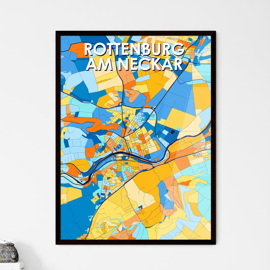 ROTTENBURG AM NECKAR GERMANY Vibrant Colorful Art Map Poster Blue Orange