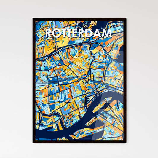 ROTTERDAM NETHERLANDS Vibrant Colorful Art Map Poster Blue Orange