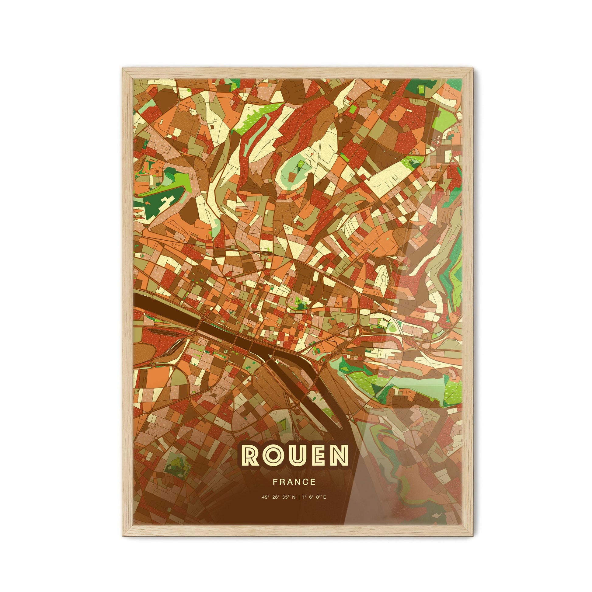 Colorful Rouen France Fine Art Map Farmhouse