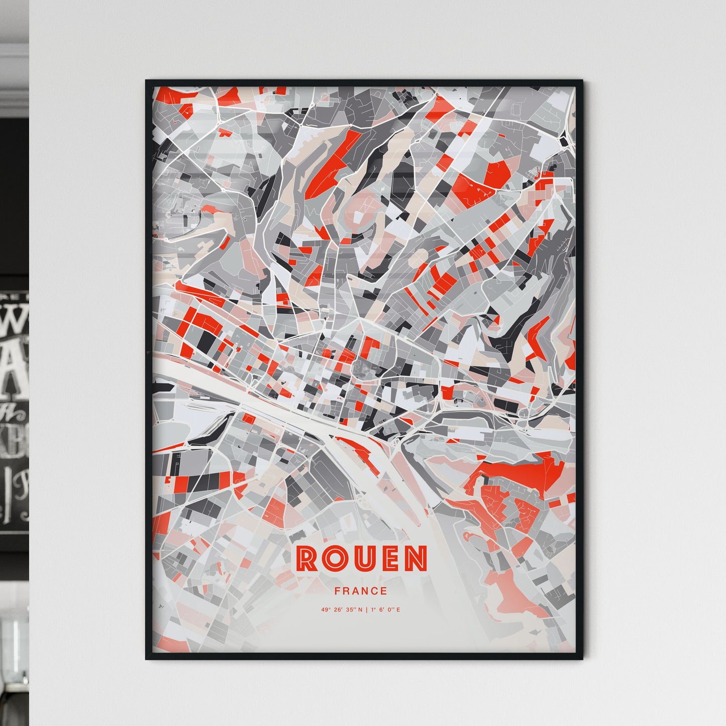 Colorful Rouen France Fine Art Map Modern Expressive