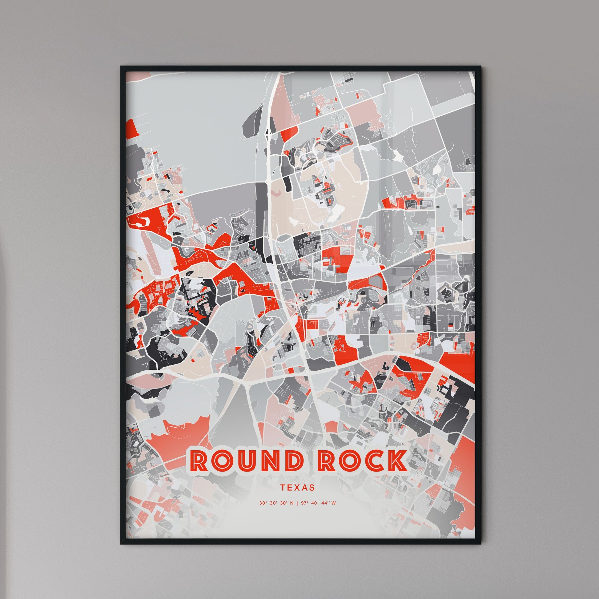 Colorful Round Rock Texas Fine Art Map Modern Expressive