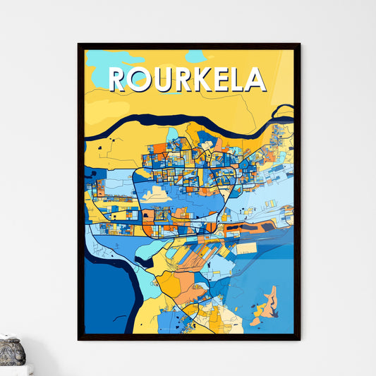 ROURKELA INDIA Vibrant Colorful Art Map Poster Blue Orange