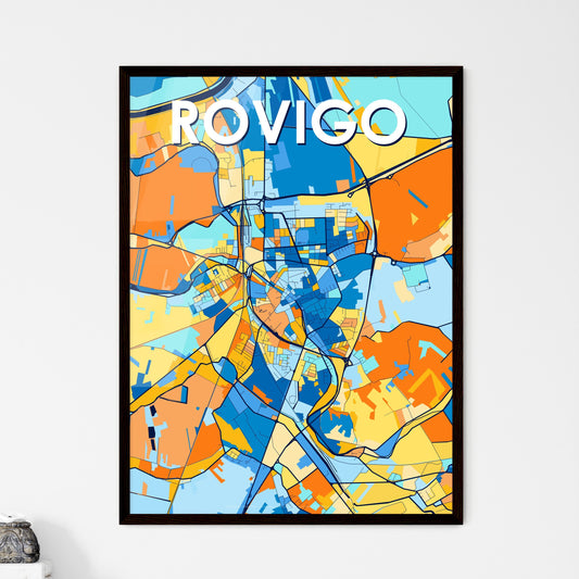 ROVIGO ITALY Vibrant Colorful Art Map Poster Blue Orange