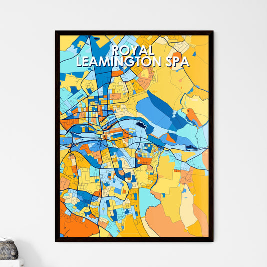 ROYAL LEAMINGTON SPA ENGLAND Vibrant Colorful Art Map Poster Blue Orange