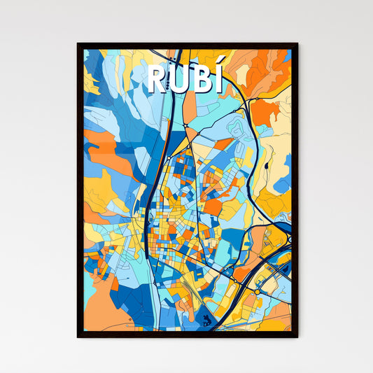 RUBÍ SPAIN Vibrant Colorful Art Map Poster Blue Orange