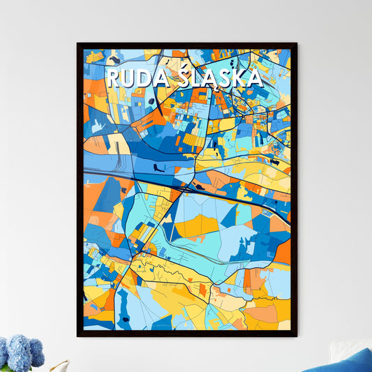 RUDA ŚLĄSKA POLAND Vibrant Colorful Art Map Poster Blue Orange