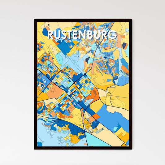 RUSTENBURG SOUTH AFRICA Vibrant Colorful Art Map Poster Blue Orange