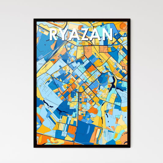 RYAZAN RUSSIA Vibrant Colorful Art Map Poster Blue Orange