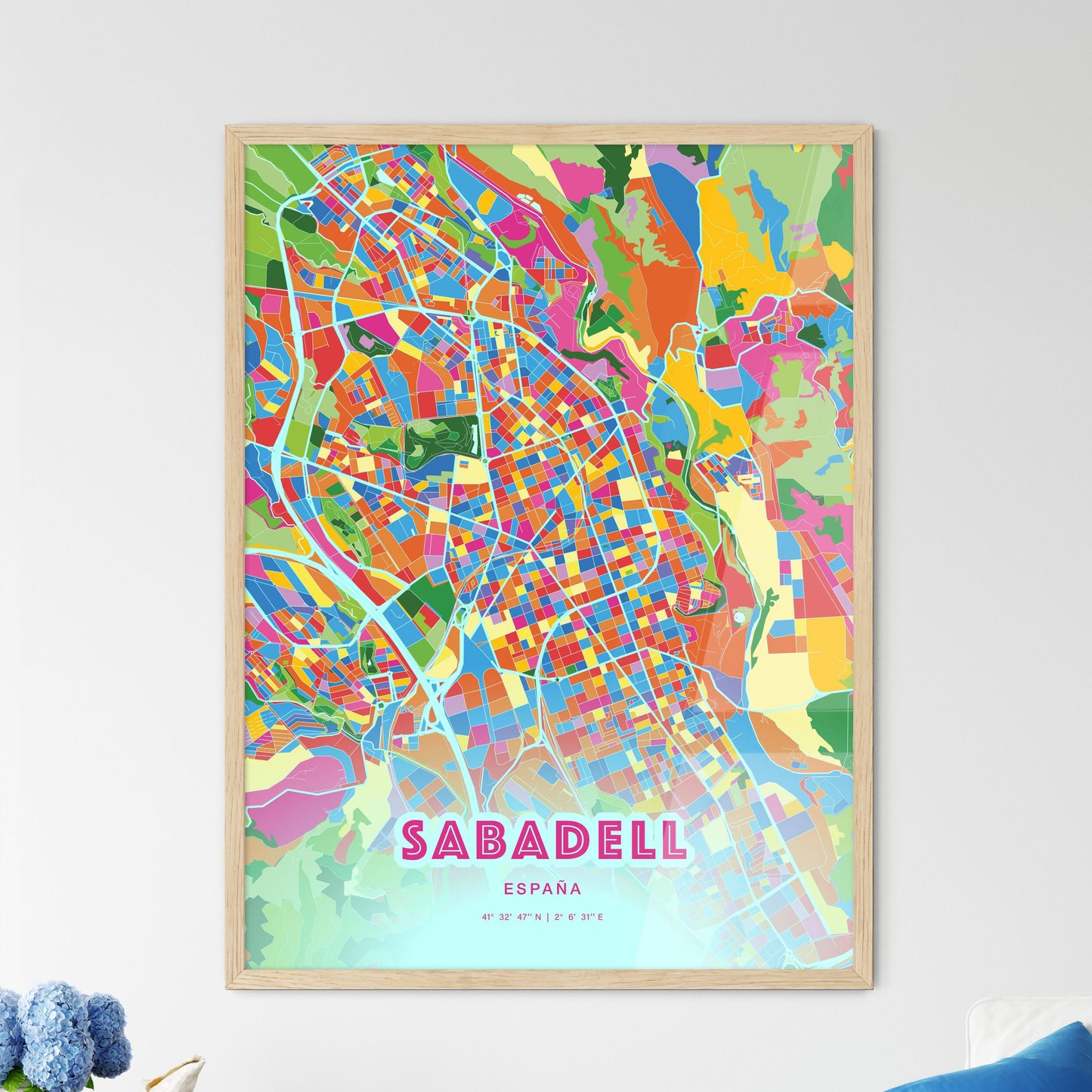 Colorful Sabadell Spain Fine Art Map Crazy Colors
