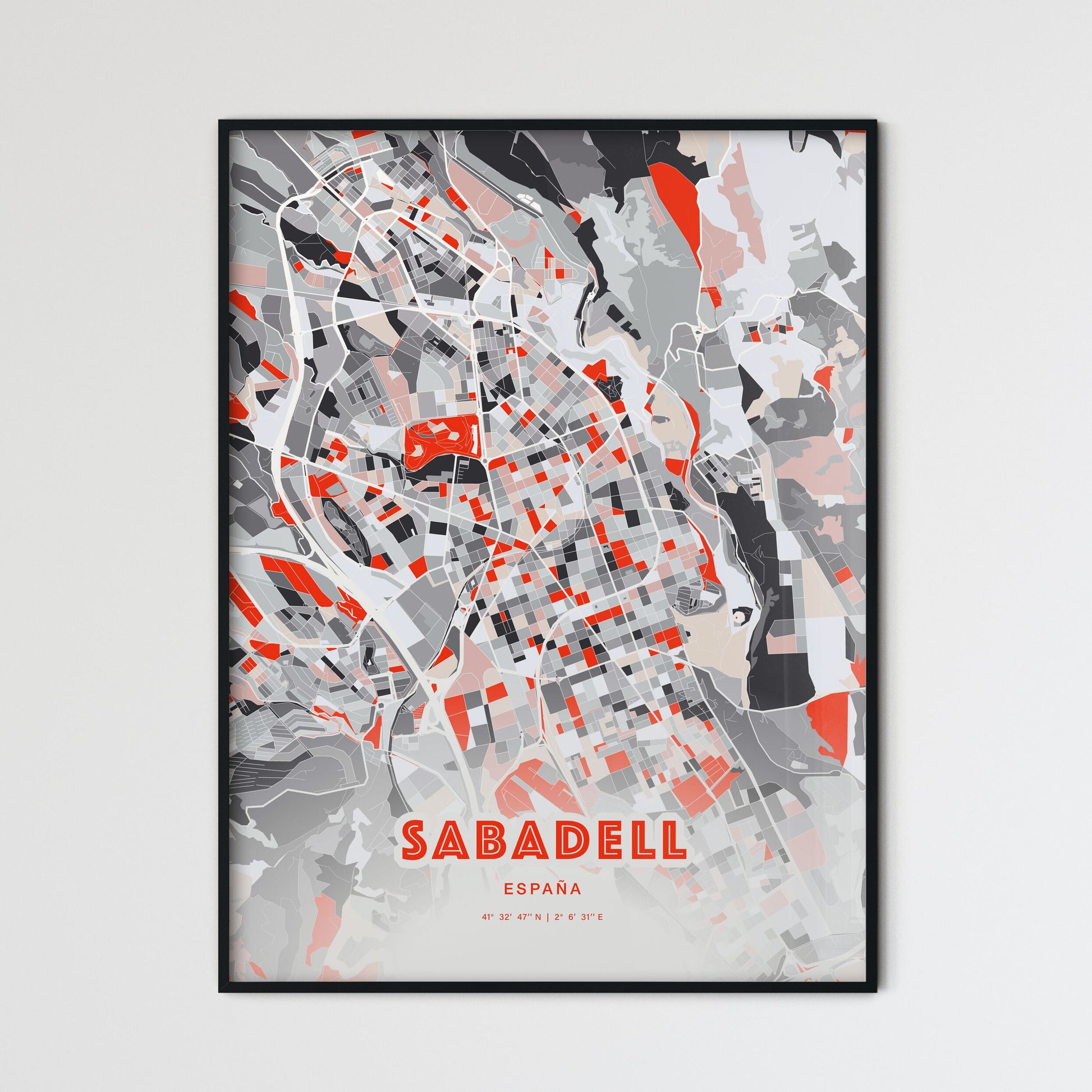 Colorful Sabadell Spain Fine Art Map Modern Expressive