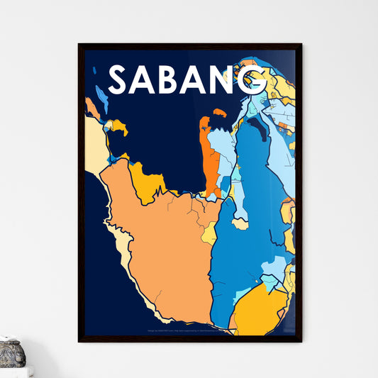 SABANG INDONESIA Vibrant Colorful Art Map Poster Blue Orange