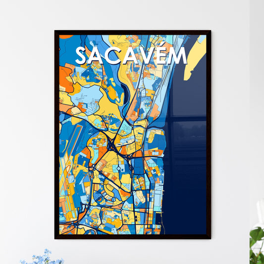 SACAVÉM PORTUGAL Vibrant Colorful Art Map Poster Blue Orange