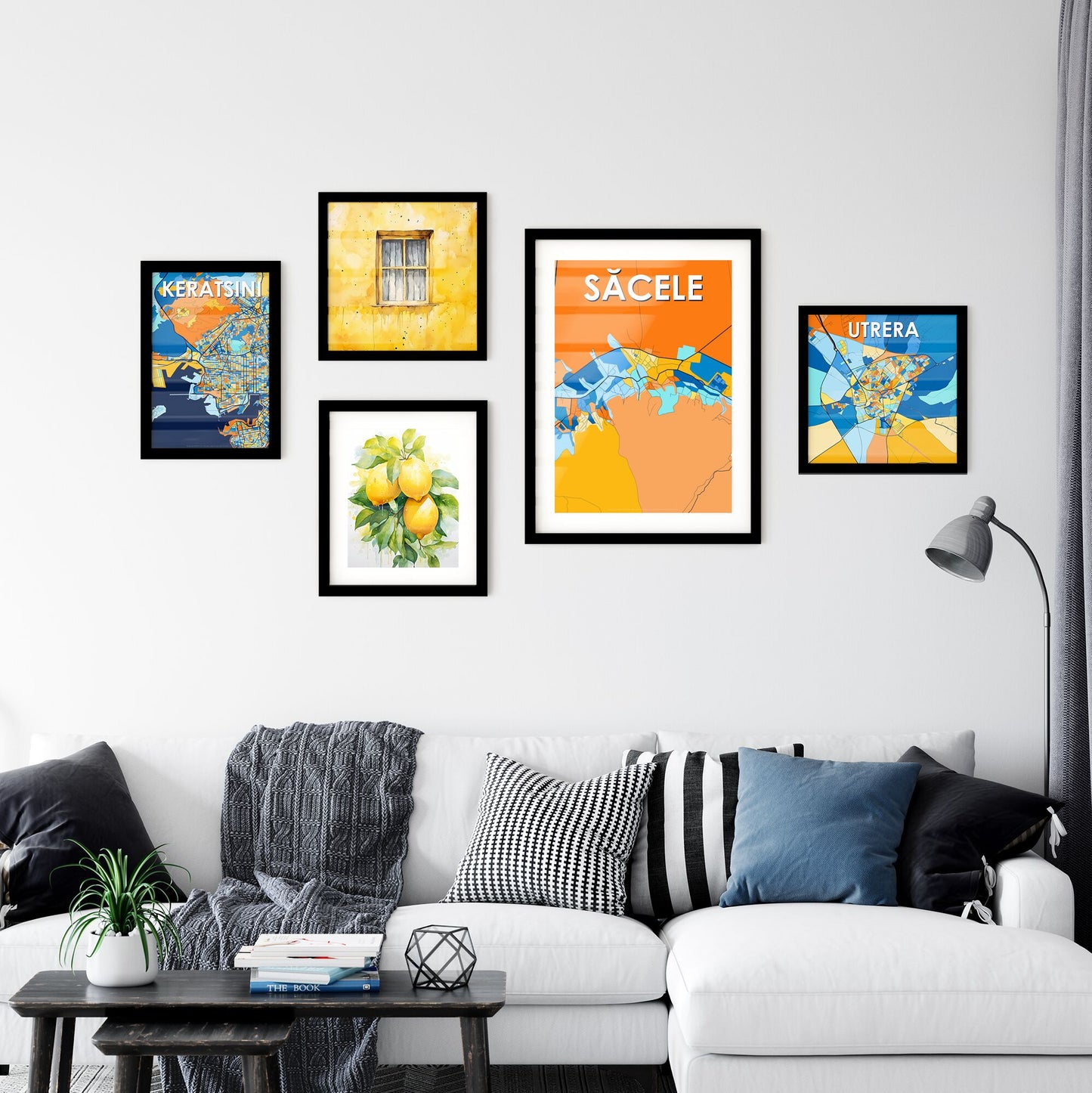 SĂCELE ROMANIA Vibrant Colorful Art Map Poster Blue Orange