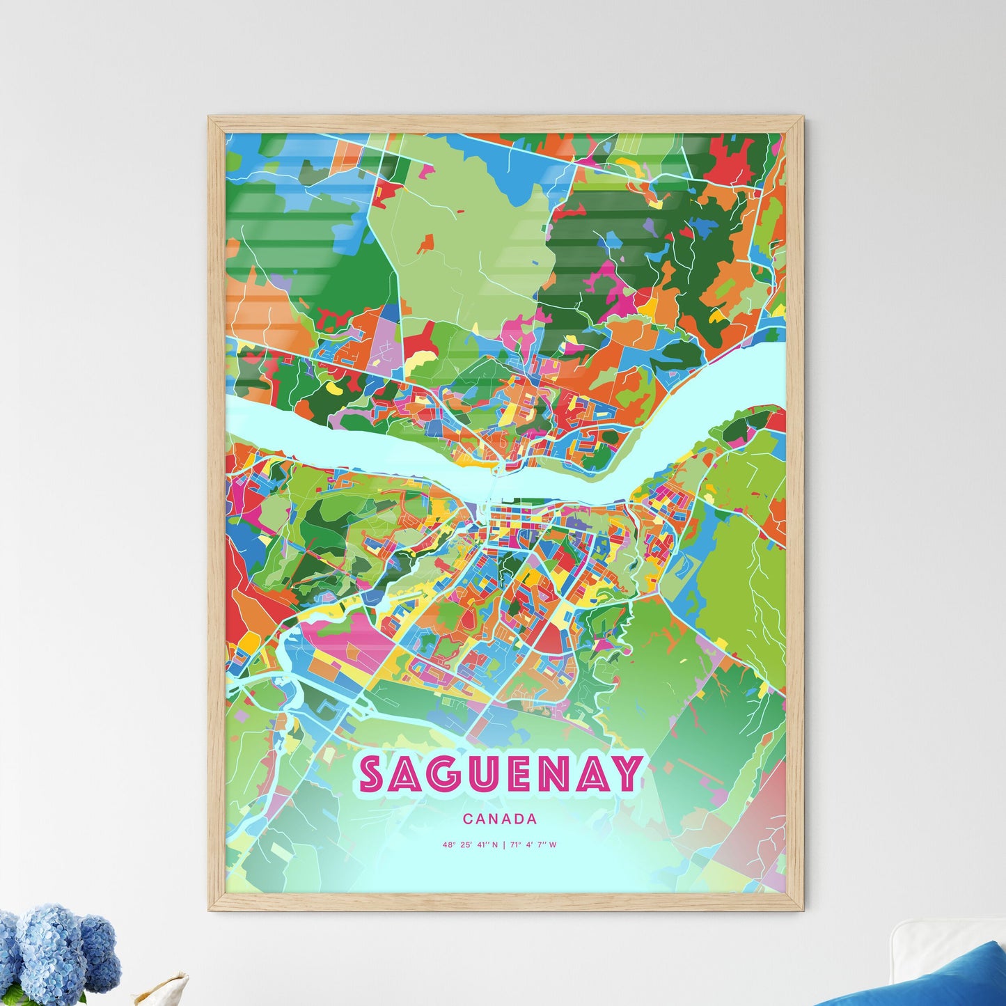 Colorful Saguenay Canada Fine Art Map Crazy Colors