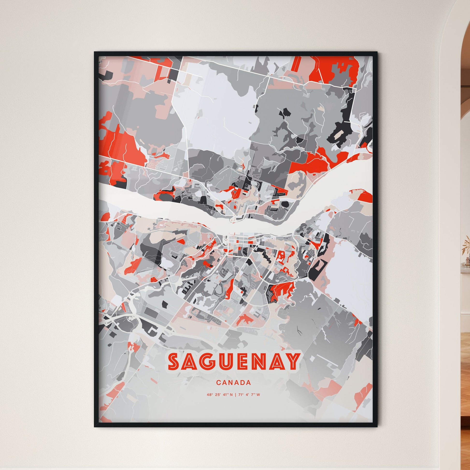 Colorful Saguenay Canada Fine Art Map Modern Expressive