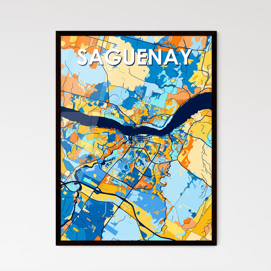 SAGUENAY CANADA Vibrant Colorful Art Map Poster Blue Orange