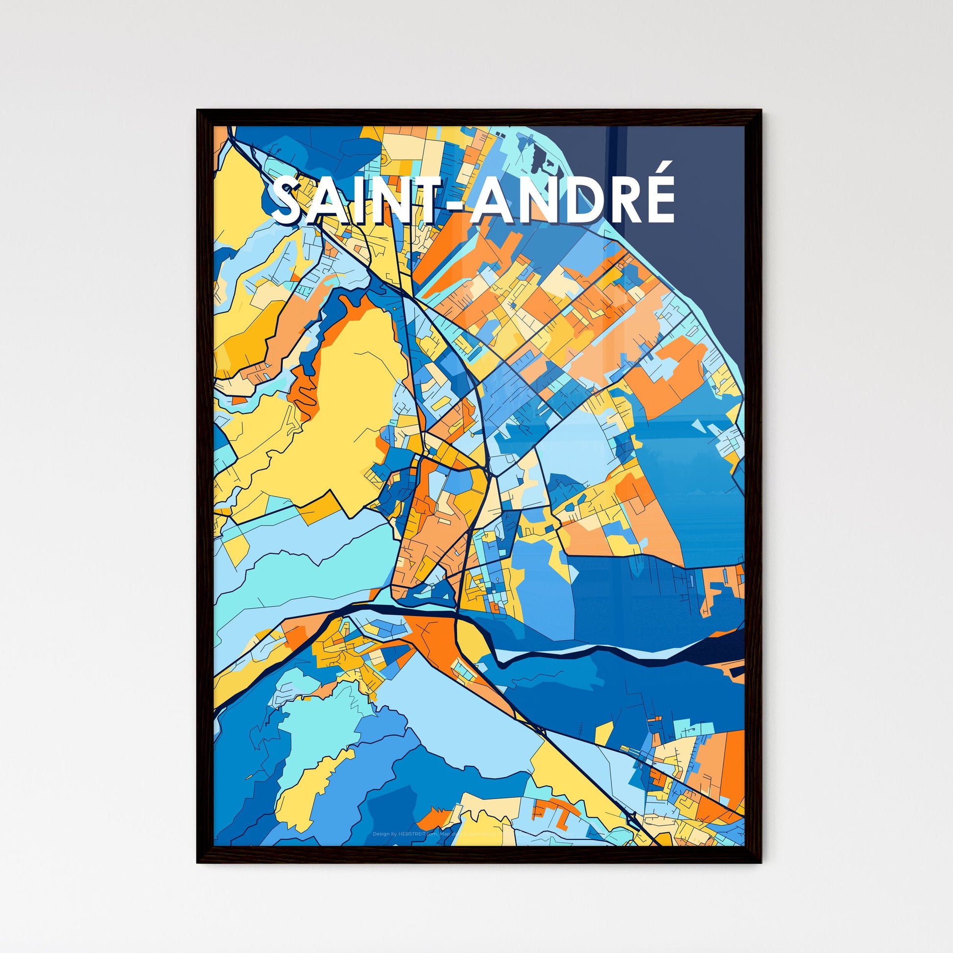 SAINT-ANDRÉ FRANCE Vibrant Colorful Art Map Poster Blue Orange