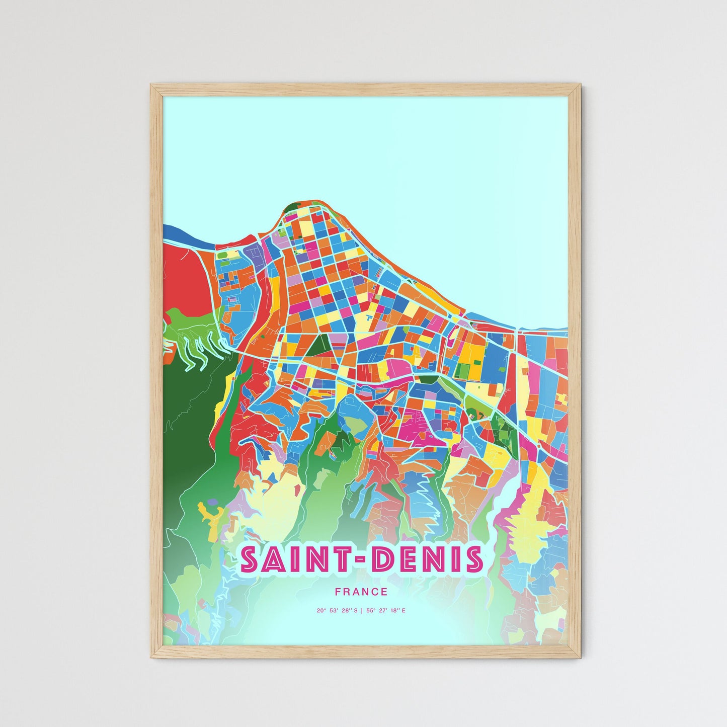 Colorful Saint-Denis France Fine Art Map Crazy Colors