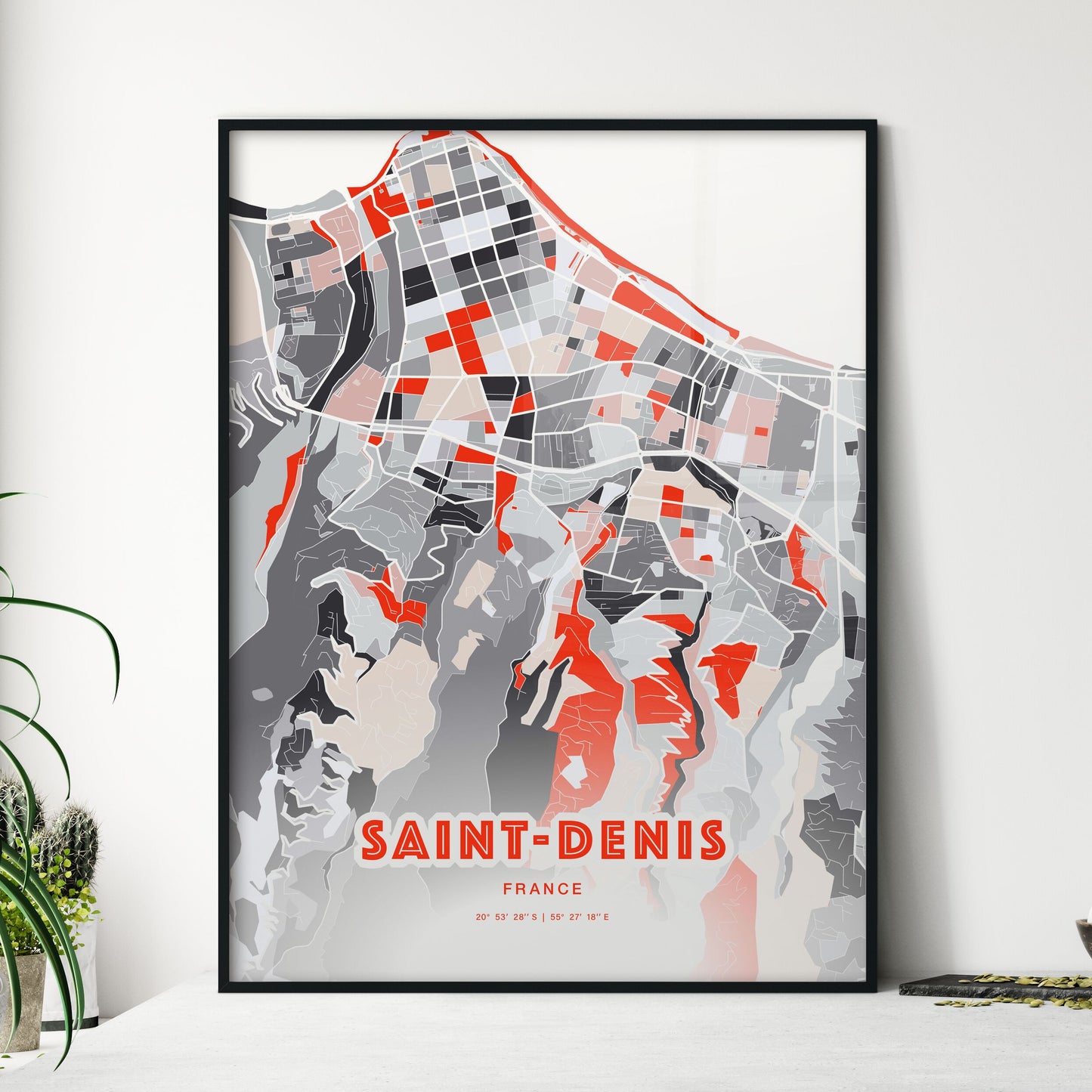 Colorful Saint-Denis France Fine Art Map Modern Expressive