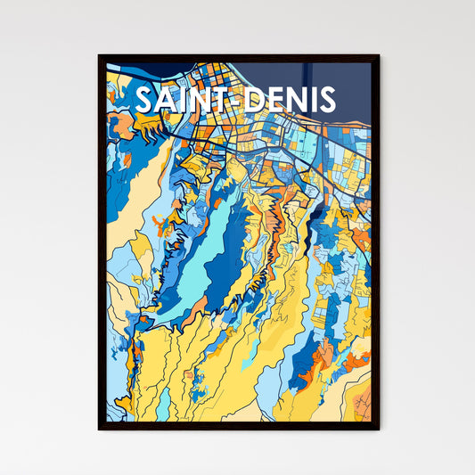 SAINT-DENIS REUNION Vibrant Colorful Art Map Poster Blue Orange