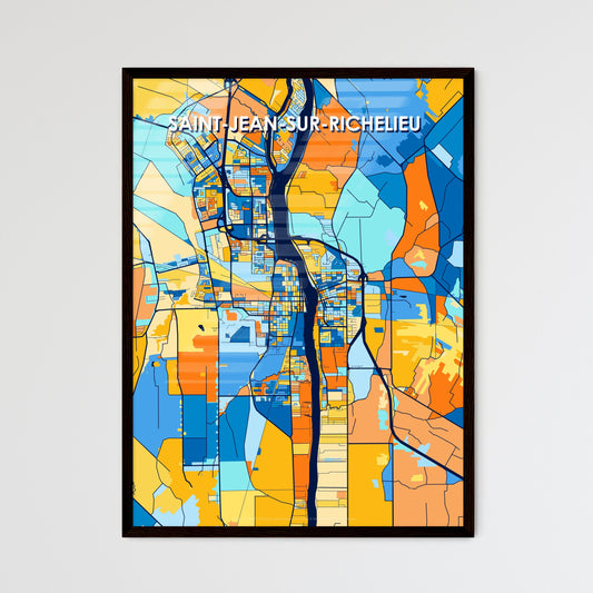 SAINT-JEAN-SUR-RICHELIEU CANADA Vibrant Colorful Art Map Poster Blue Orange