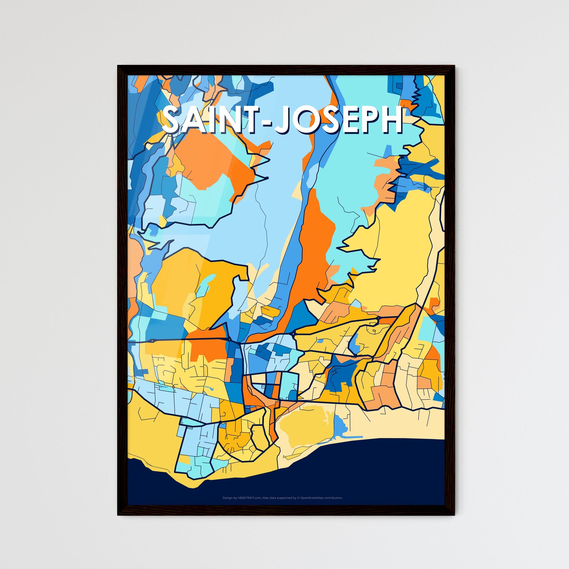 SAINT-JOSEPH FRANCE Vibrant Colorful Art Map Poster Blue Orange