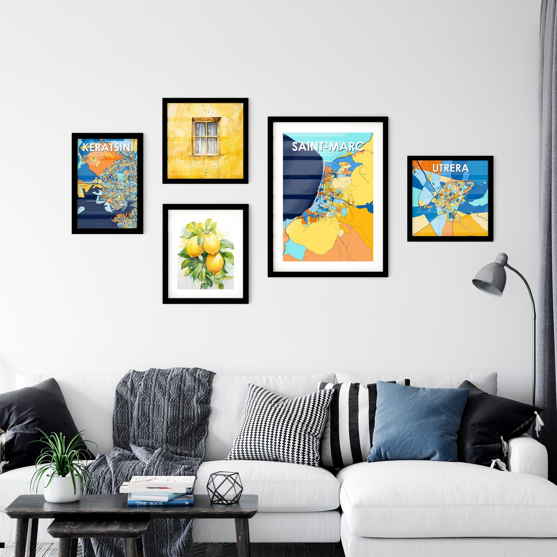 SAINT-MARC HAITI Vibrant Colorful Art Map Poster Blue Orange