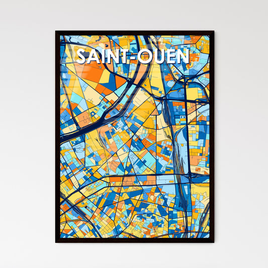 SAINT-OUEN FRANCE Vibrant Colorful Art Map Poster Blue Orange