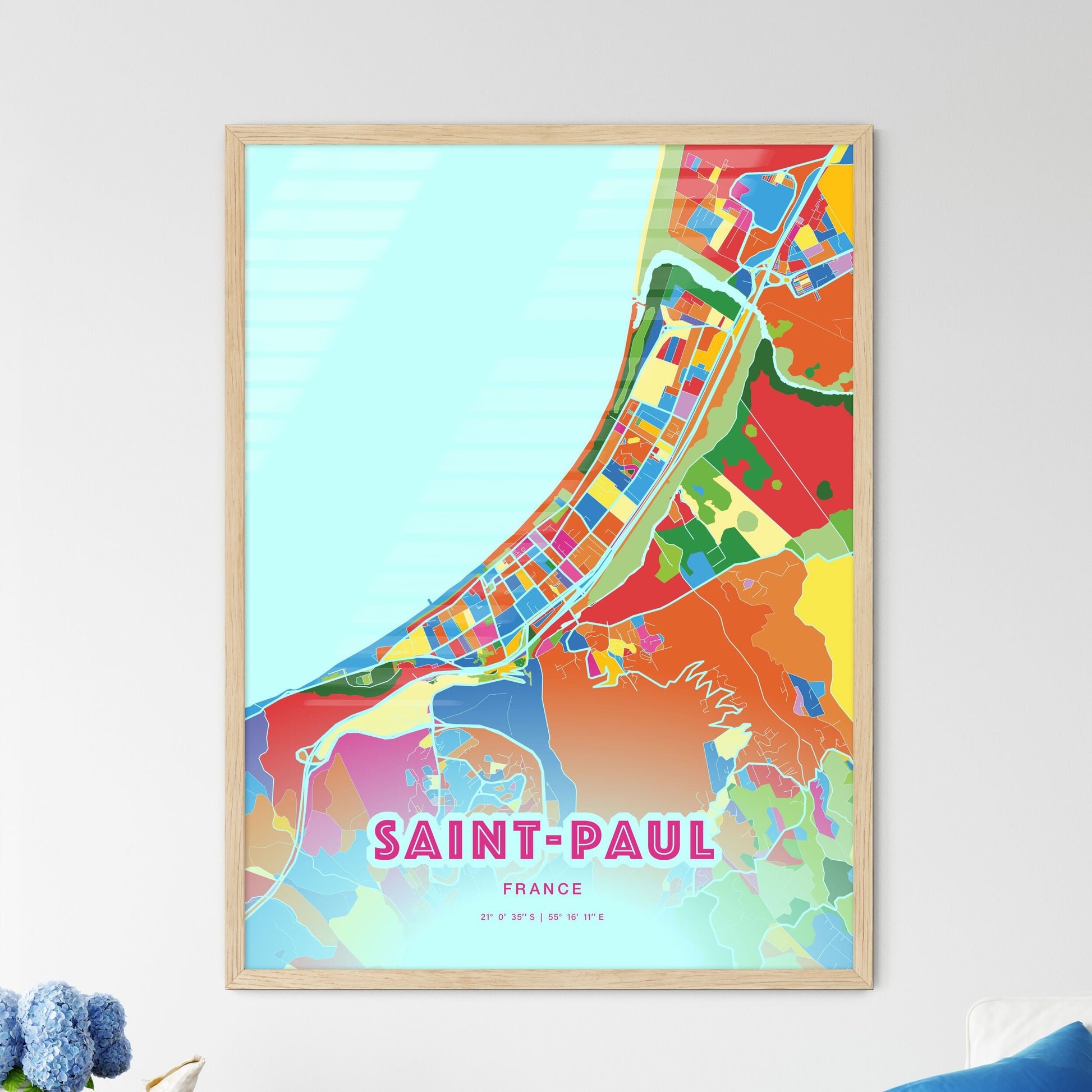 Colorful Saint-Paul France Fine Art Map Crazy Colors