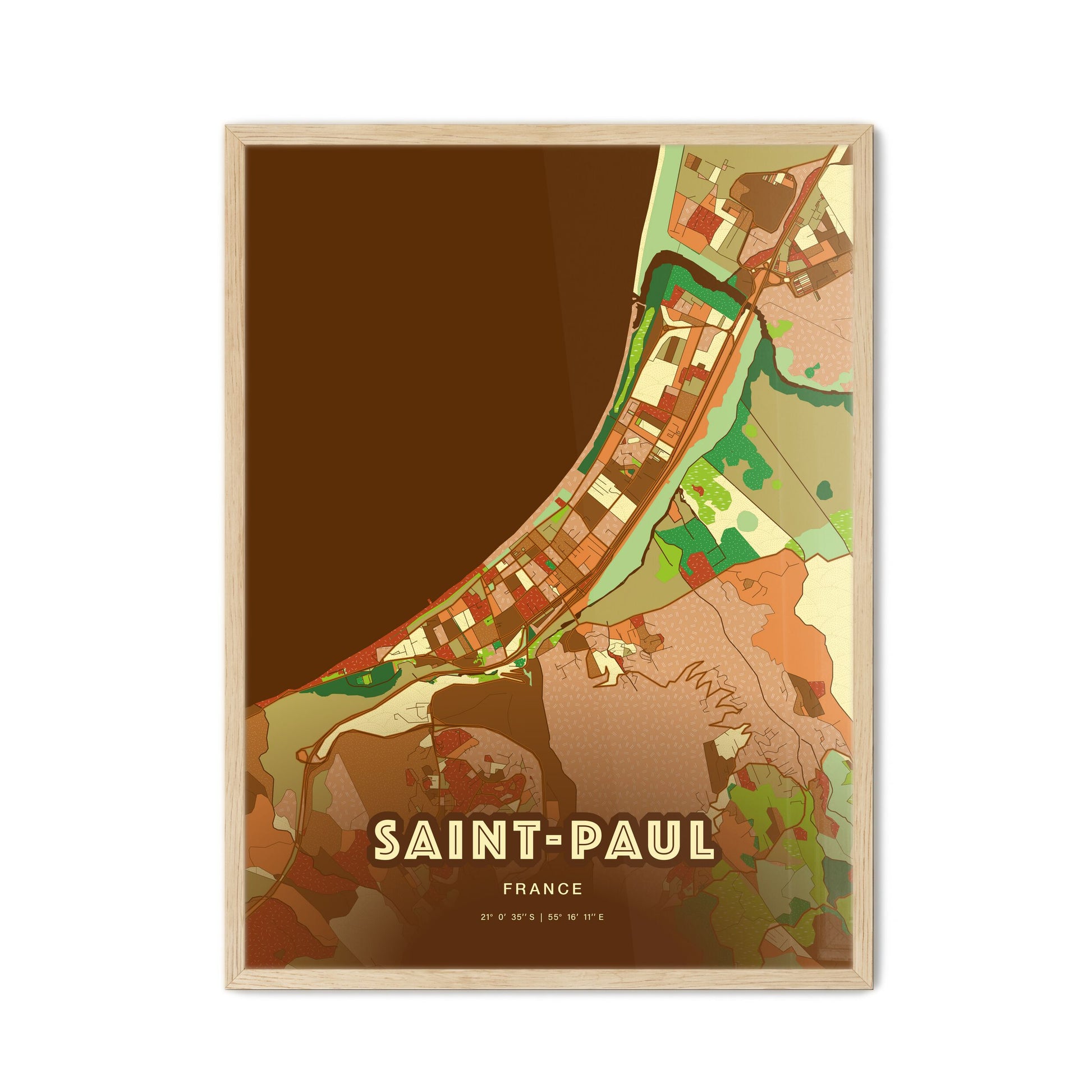 Colorful Saint-Paul France Fine Art Map Farmhouse