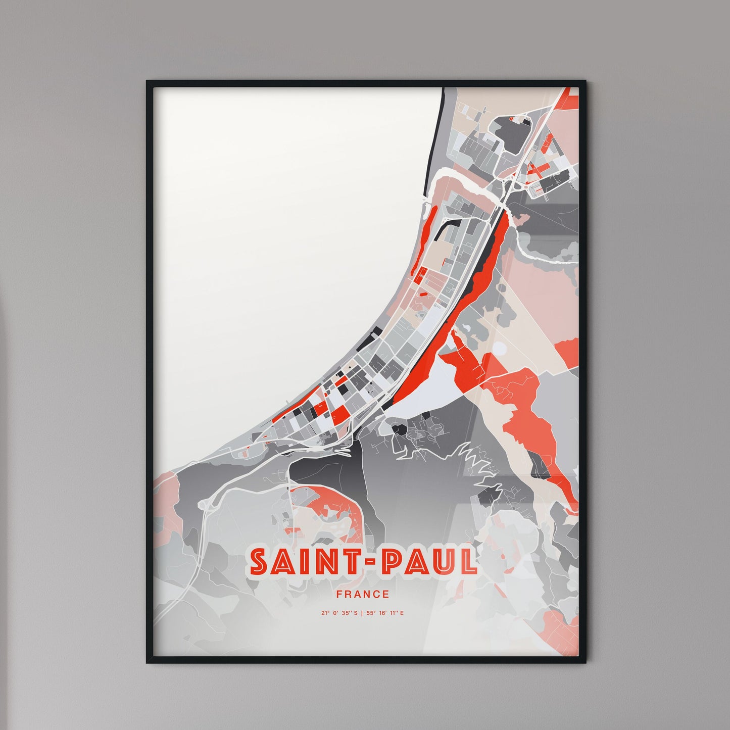 Colorful Saint-Paul France Fine Art Map Modern Expressive