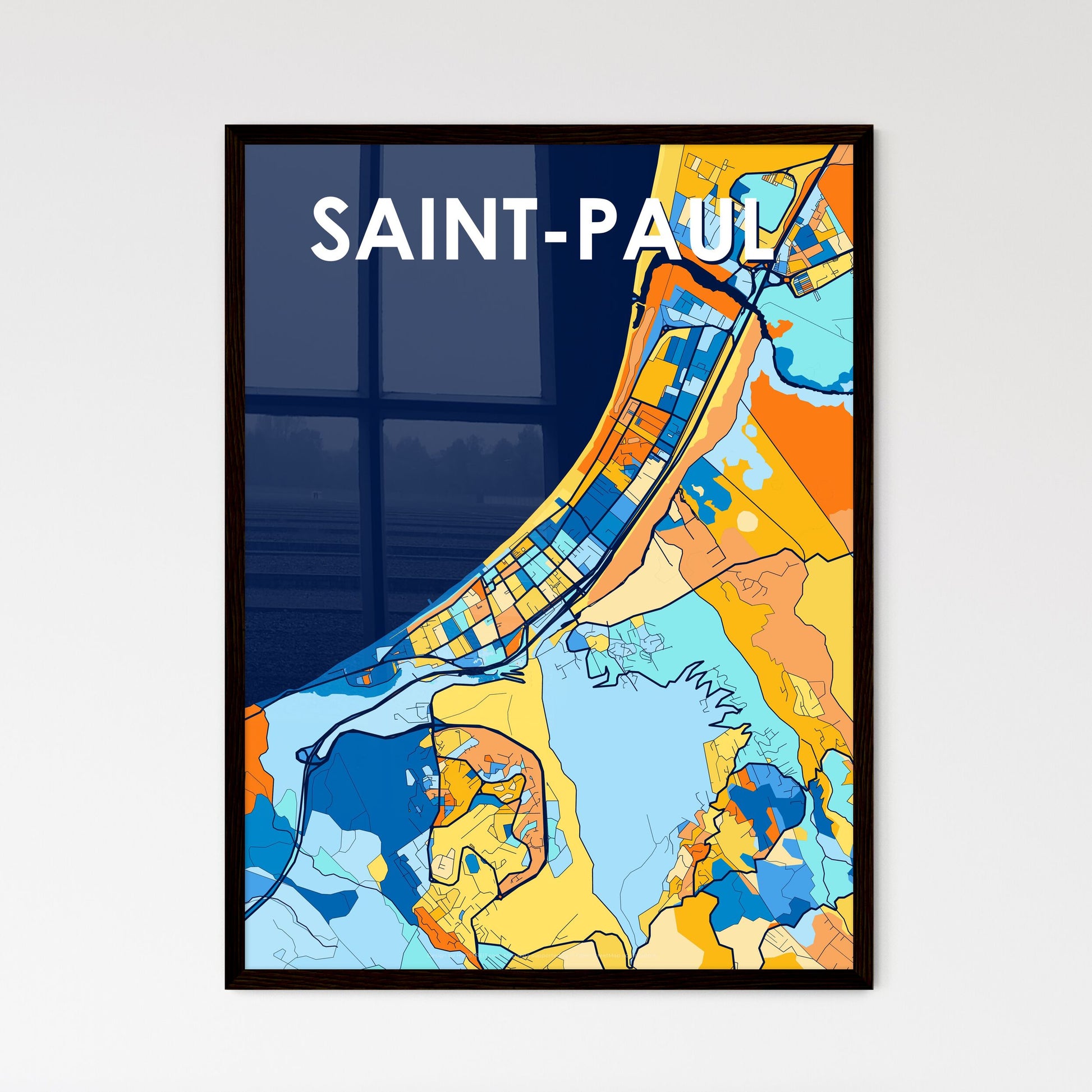 SAINT-PAUL FRANCE Vibrant Colorful Art Map Poster Blue Orange