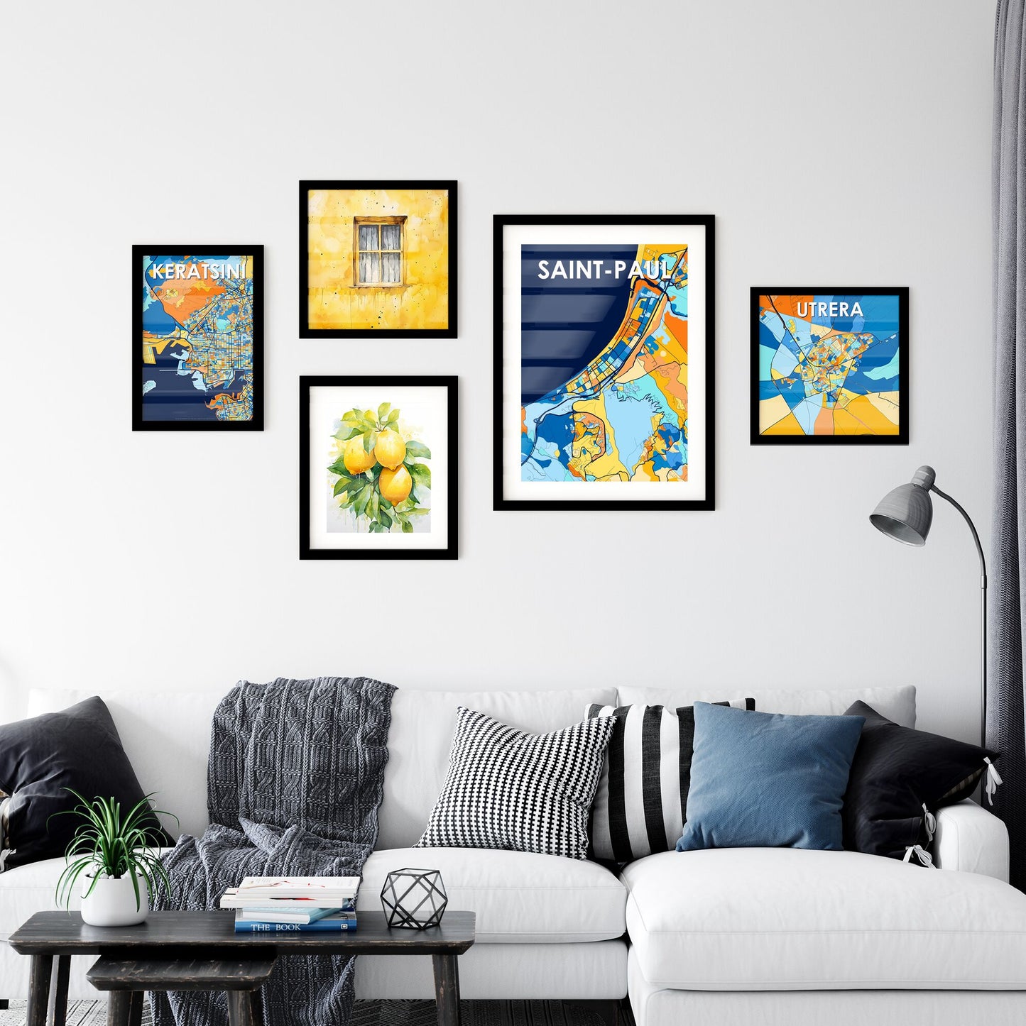 SAINT-PAUL FRANCE Vibrant Colorful Art Map Poster Blue Orange