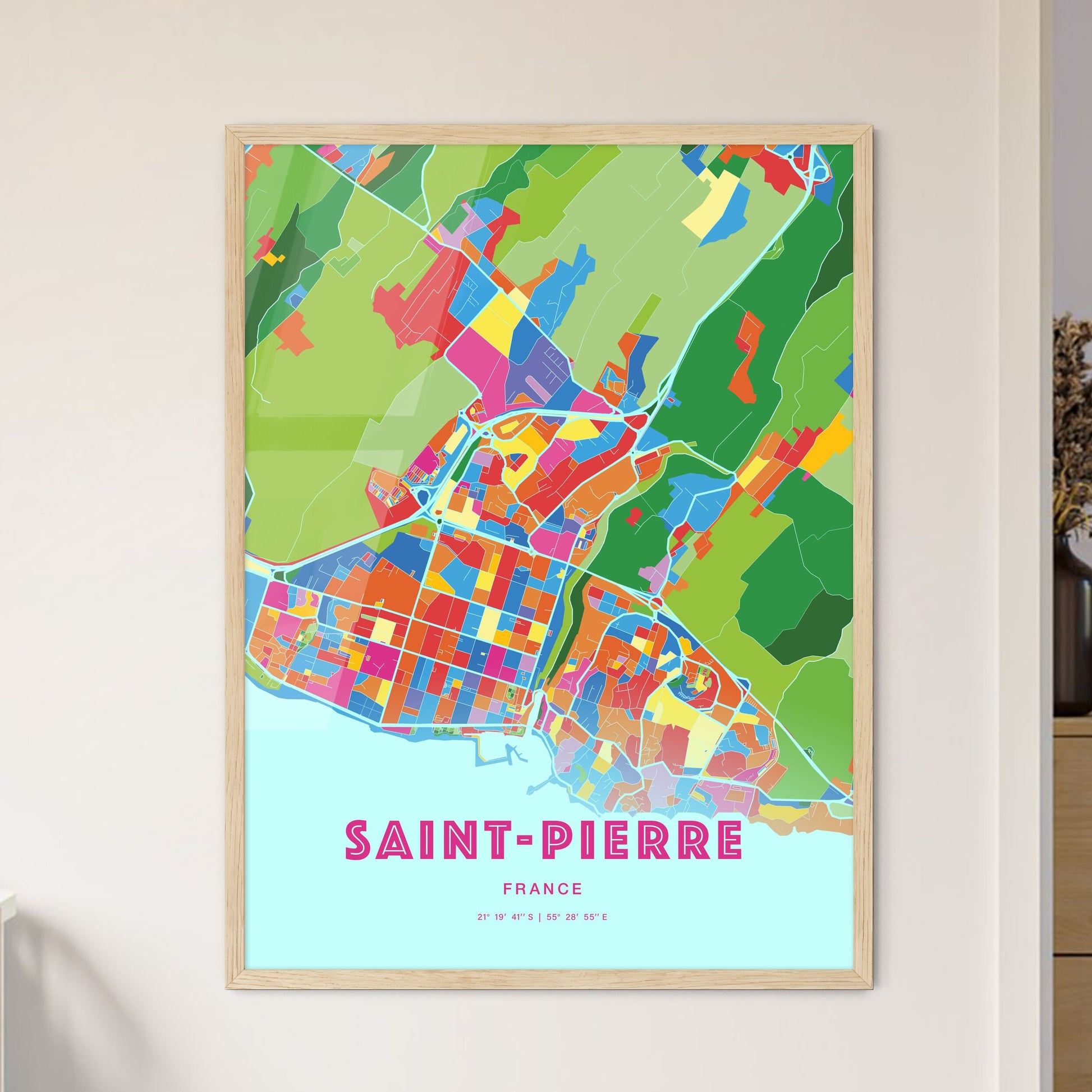 Colorful Saint-Pierre France Fine Art Map Crazy Colors