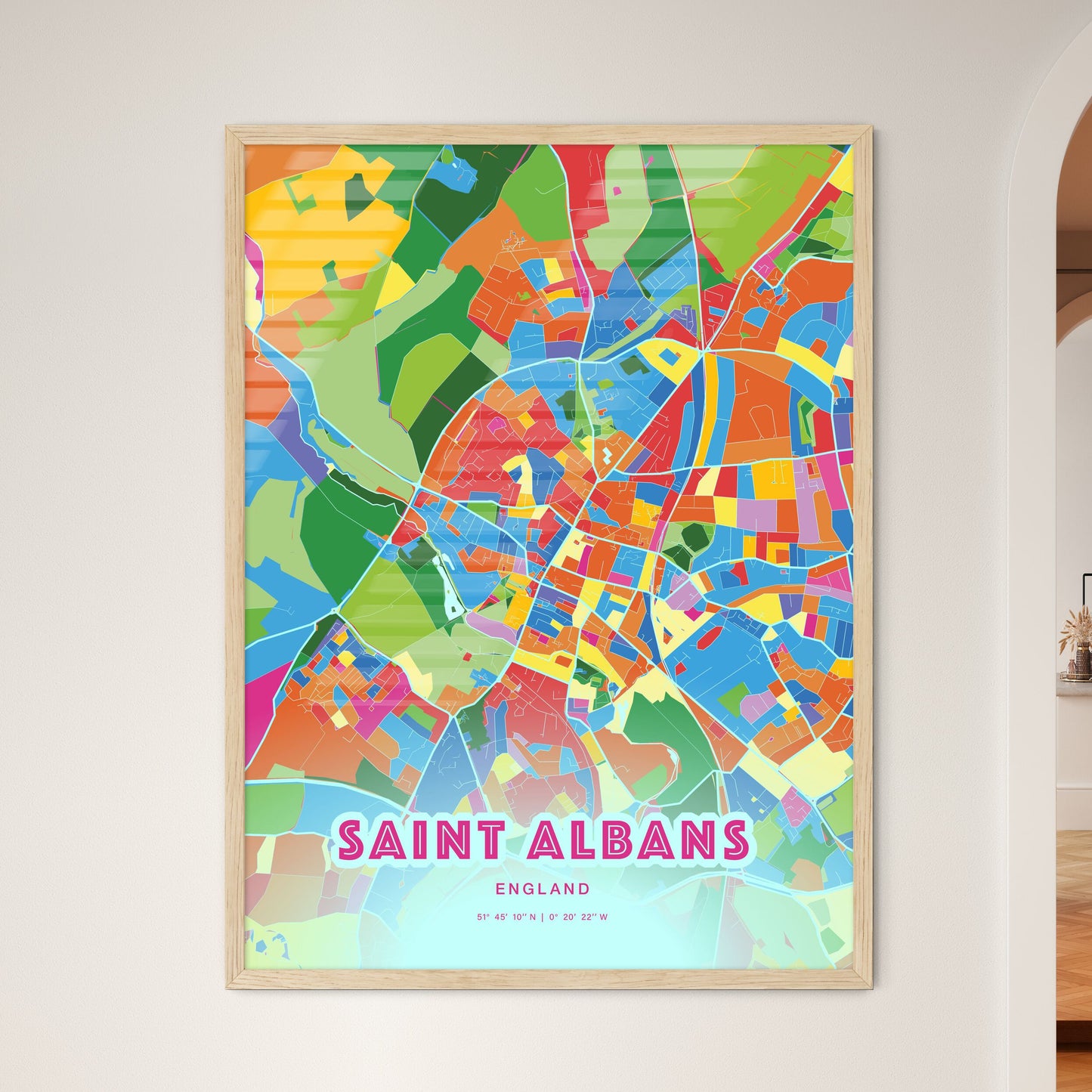 Colorful Saint Albans England Fine Art Map Crazy Colors