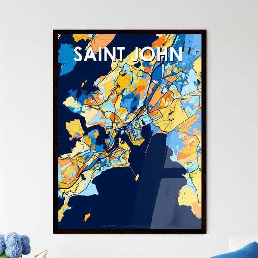 SAINT JOHN CANADA Vibrant Colorful Art Map Poster Blue Orange