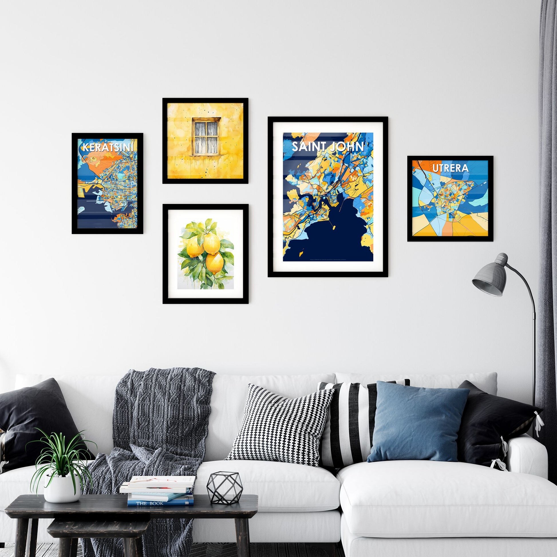 SAINT JOHN CANADA Vibrant Colorful Art Map Poster Blue Orange