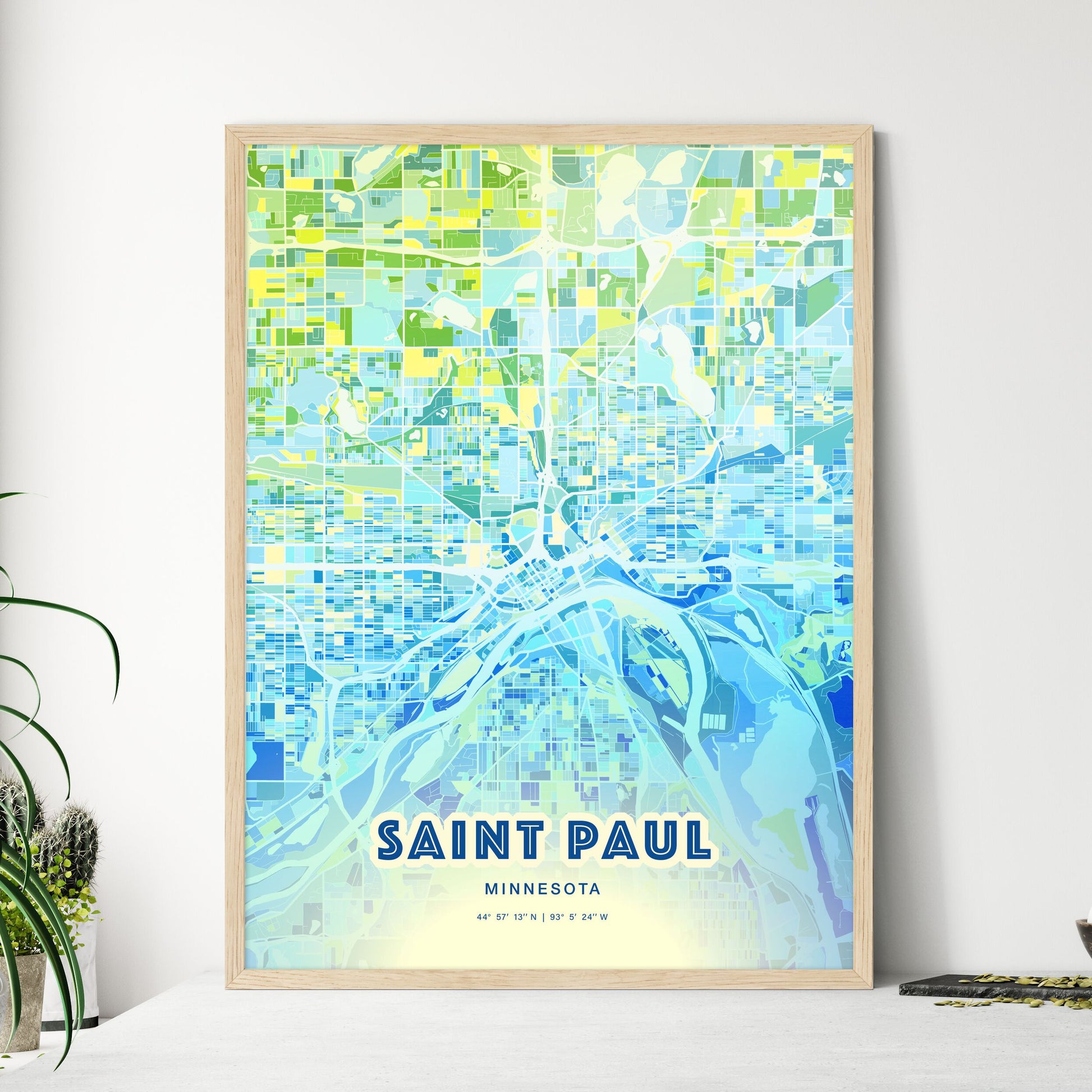 Colorful Saint Paul Minnesota Fine Art Map Cool Blue