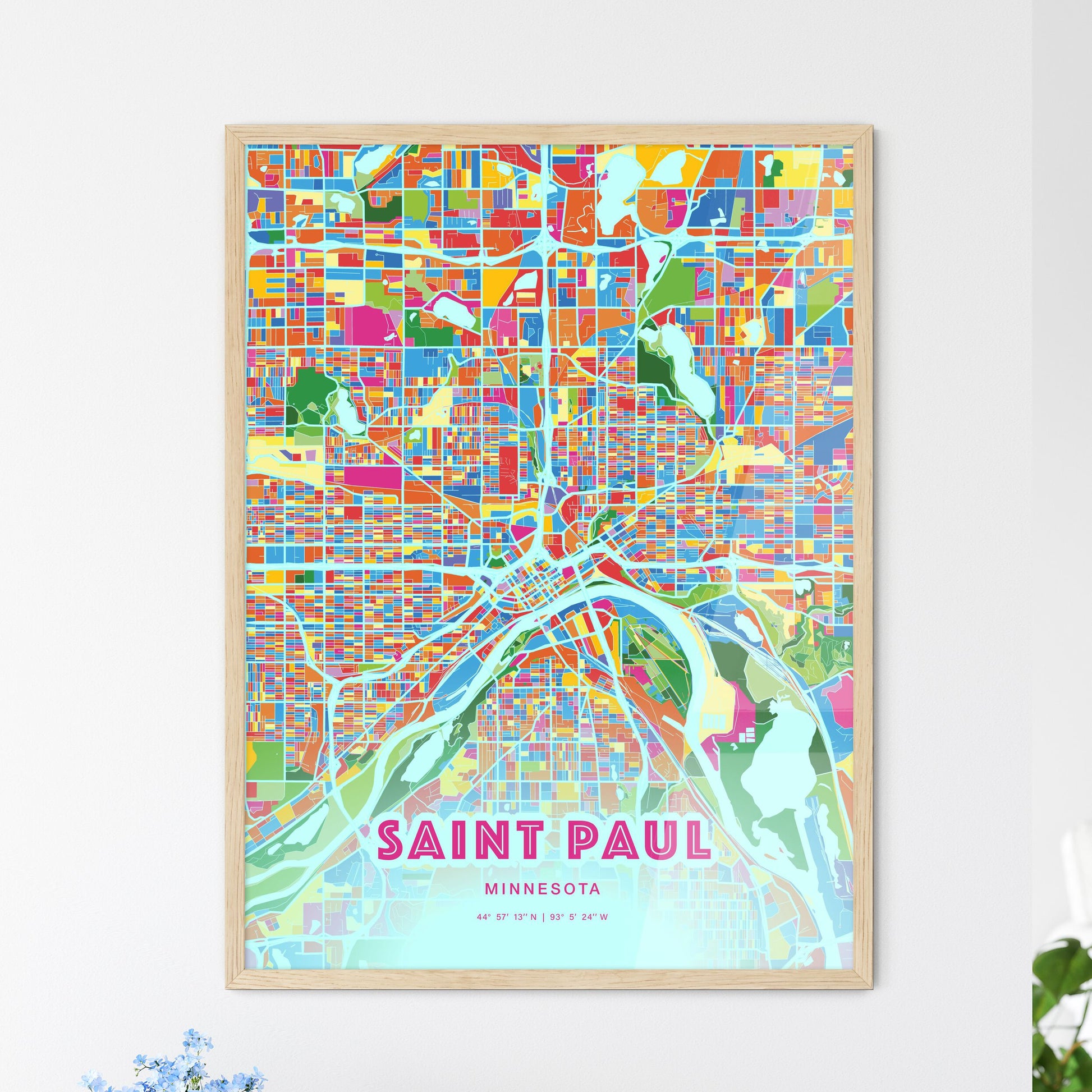 Colorful Saint Paul Minnesota Fine Art Map Crazy Colors