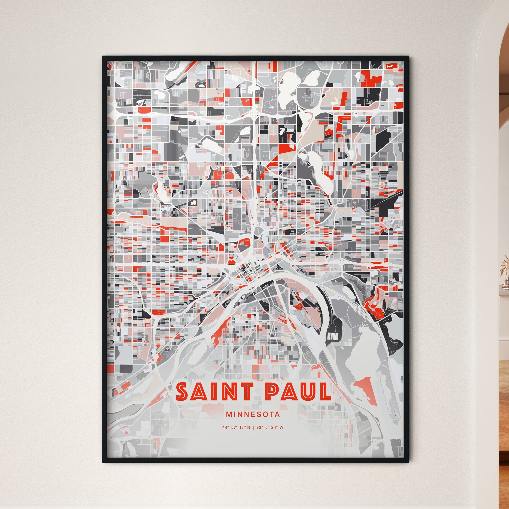 Colorful Saint Paul Minnesota Fine Art Map Modern Expressive