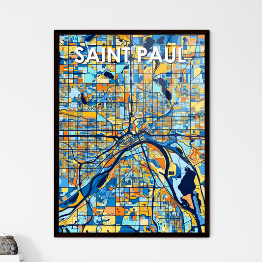 SAINT PAUL MINNESOTA Vibrant Colorful Art Map Poster Blue Orange