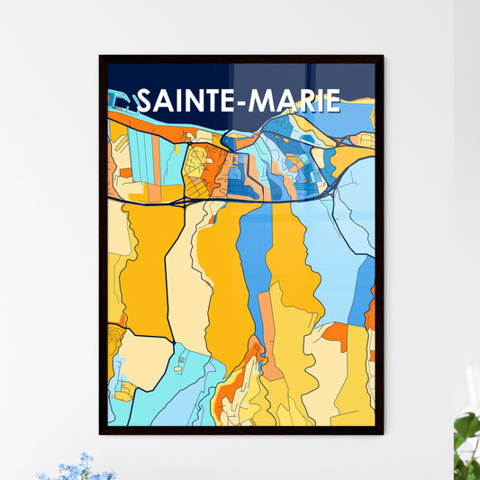 SAINTE-MARIE FRANCE Vibrant Colorful Art Map Poster Blue Orange