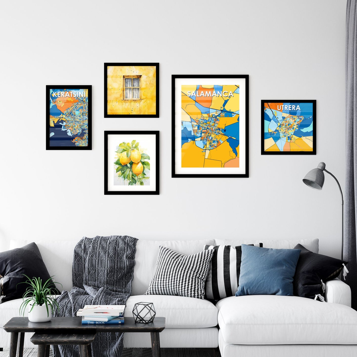 SALAMANCA MEXICO Vibrant Colorful Art Map Poster Blue Orange