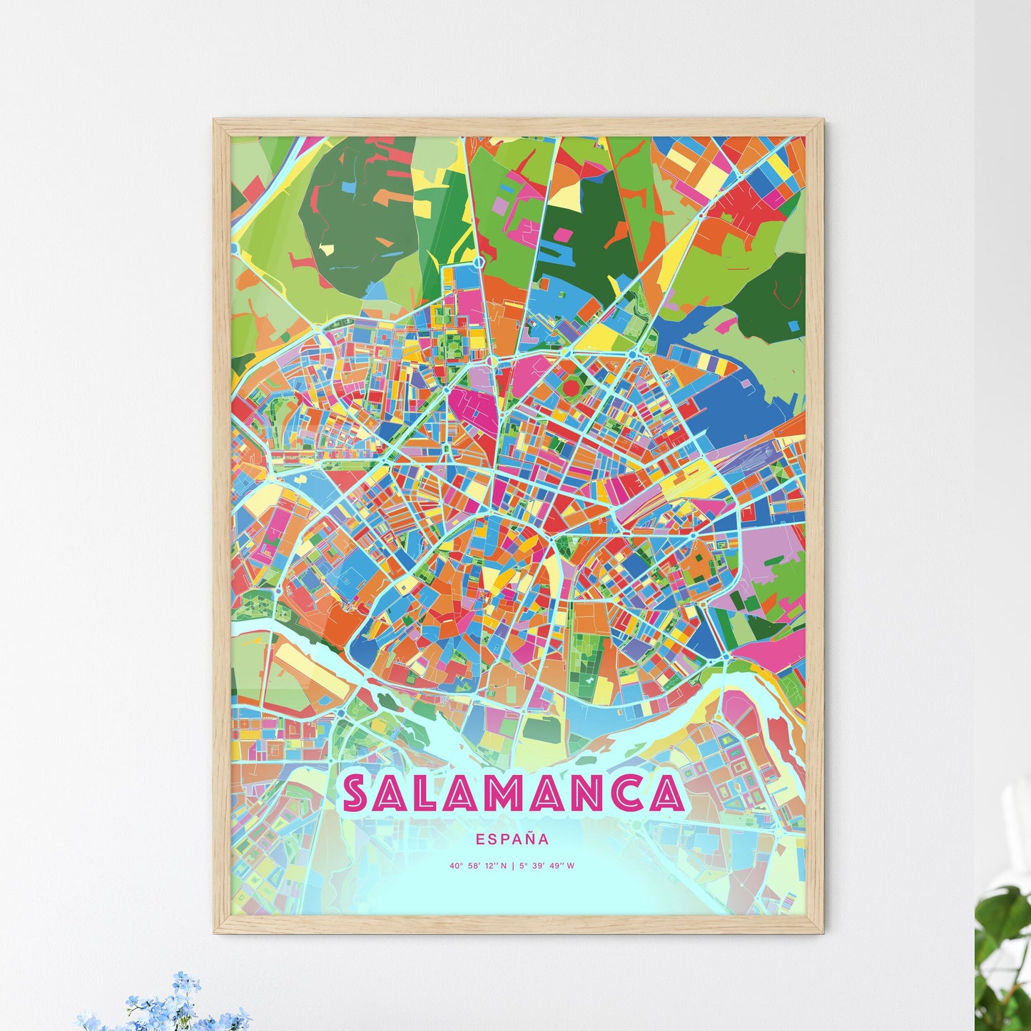 Colorful Salamanca Spain Fine Art Map Crazy Colors