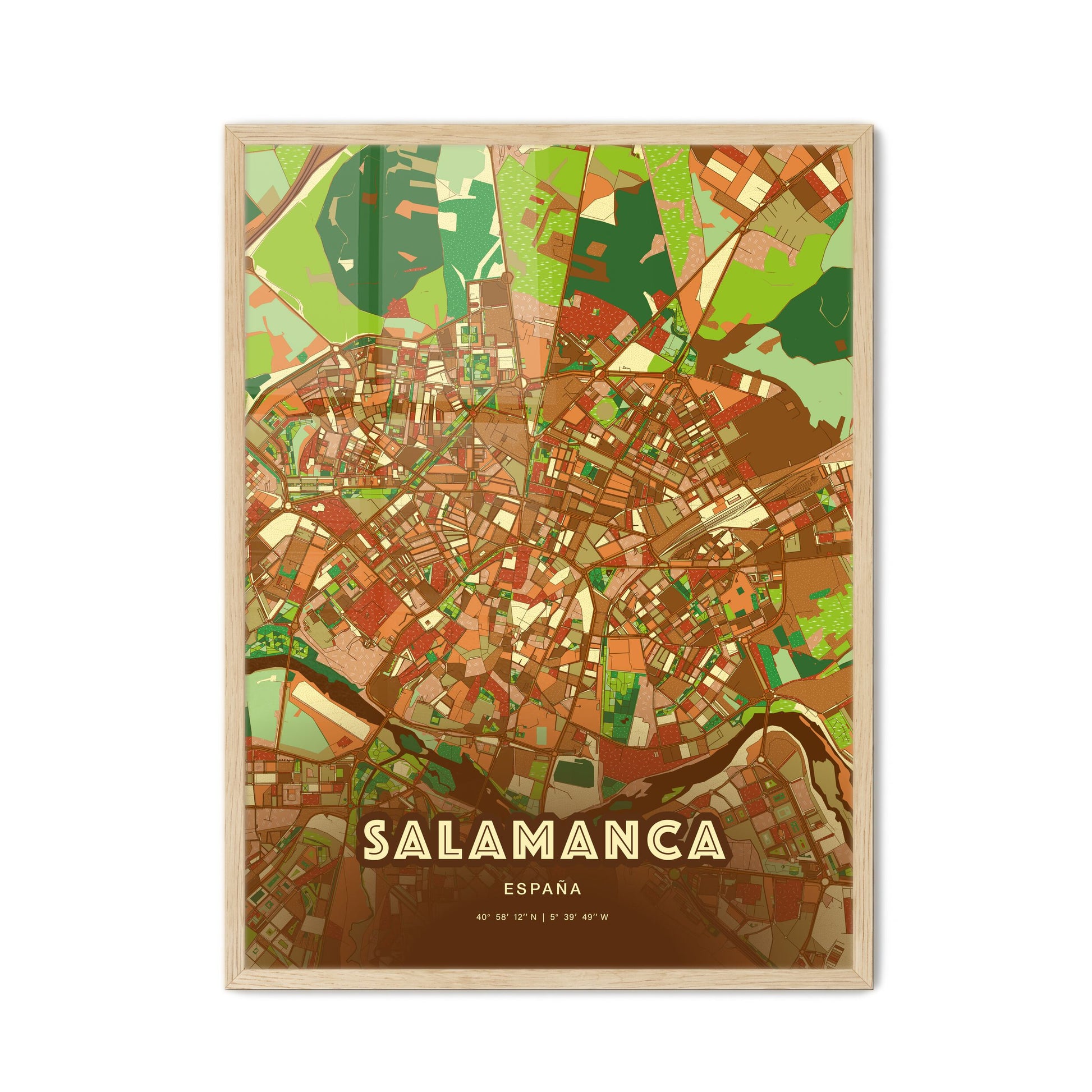 Colorful Salamanca Spain Fine Art Map Farmhouse