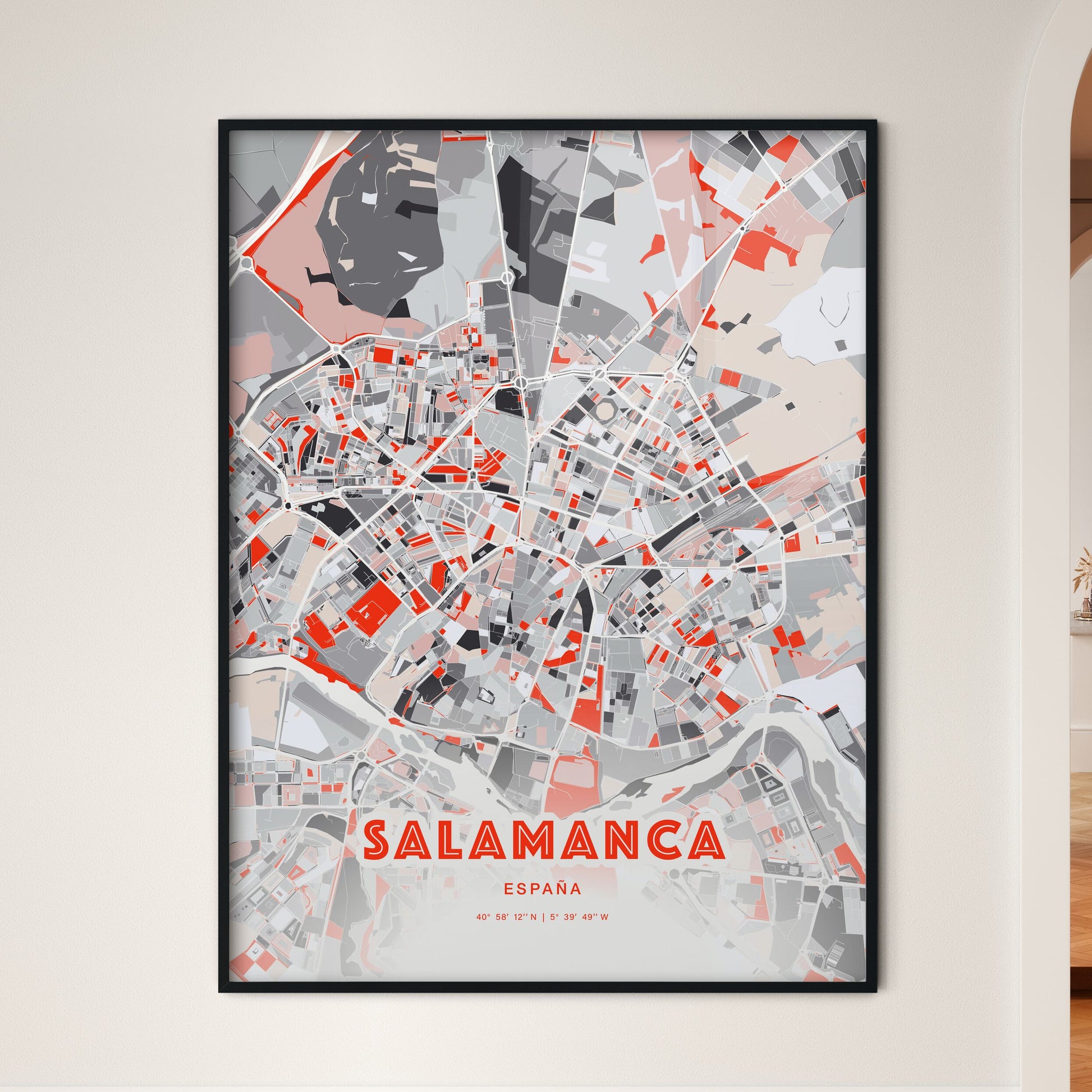 Colorful Salamanca Spain Fine Art Map Modern Expressive