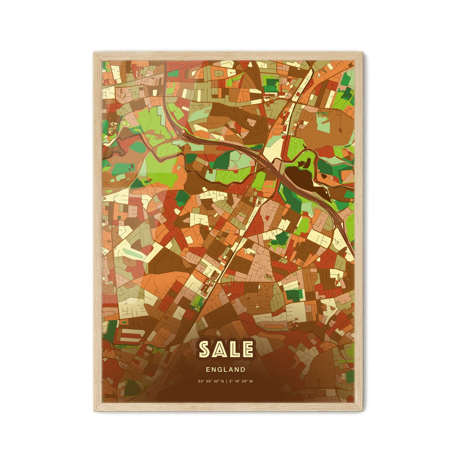Colorful Sale England Fine Art Map Farmhouse