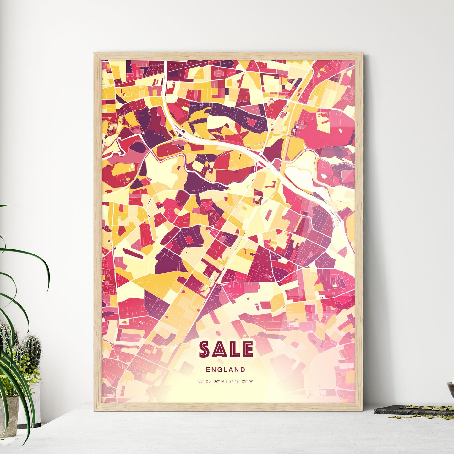 Colorful Sale England Fine Art Map Hot Red